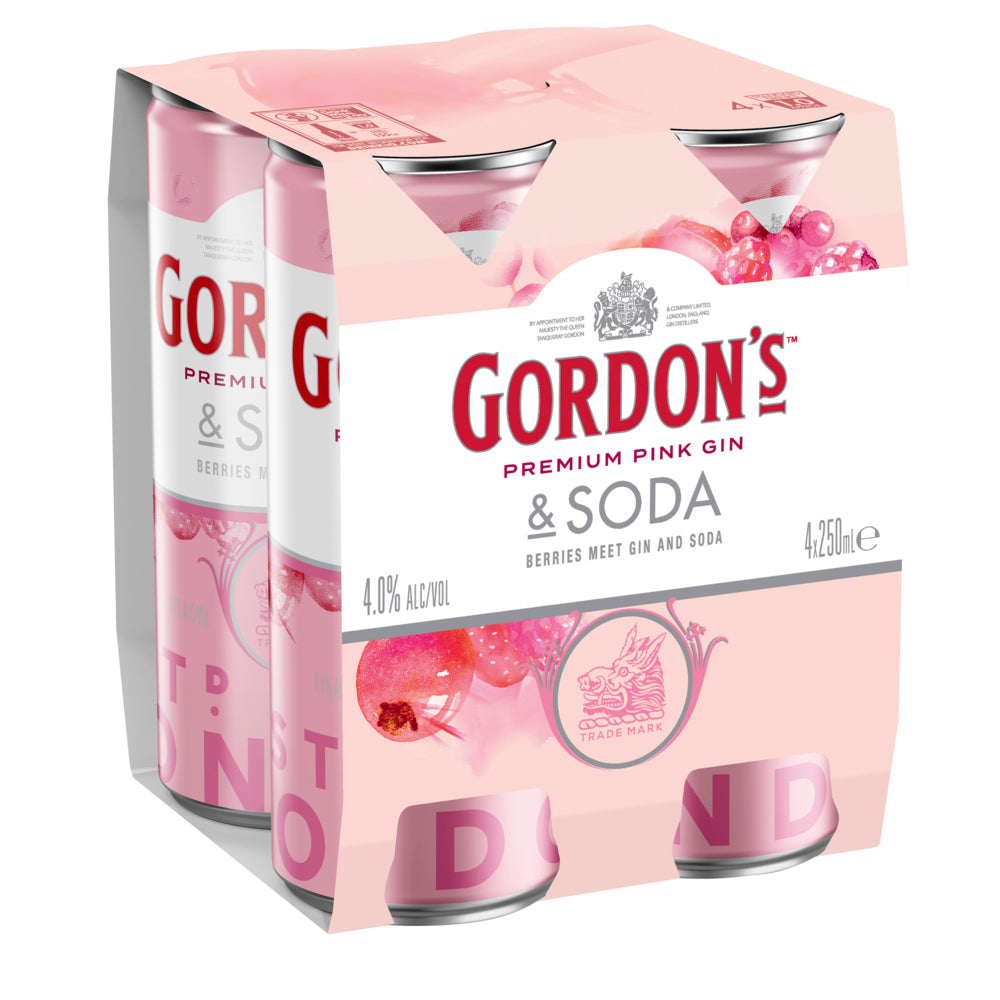 Gordons Pink & Soda 250mL 4 Pack