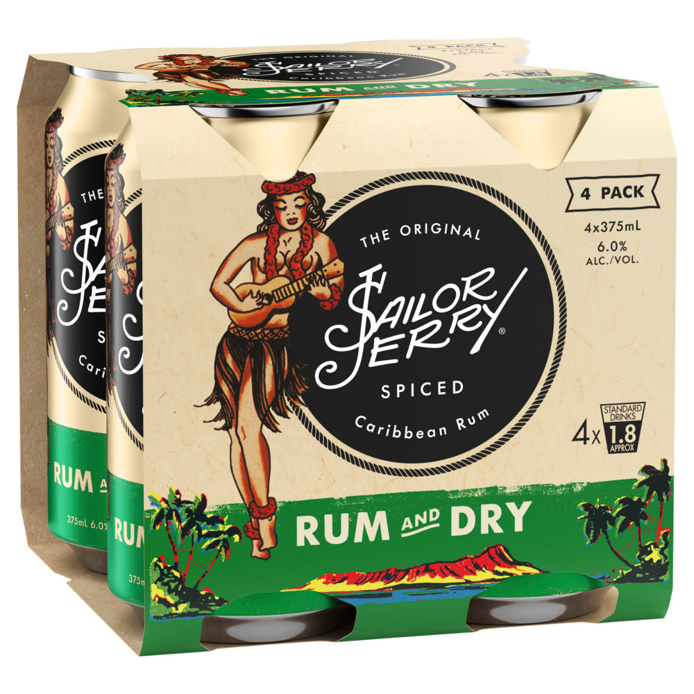 Sailor Jerry & Dry Cans 375ml 4 Pack